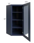 Bayville Blue 24x42 Diagonal Corner Wall Glass Door Cabinet
