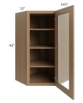Township Rift Oak 24x42 Diagonal Corner Wall Glass Door Cabinet