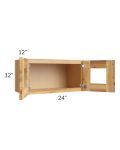 Rustic Shaker 24x12 Decorative Wall Cabinet with Plain Glass