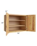 Rustic Shaker 36x30x24 Split Pantry Wall Cabinet