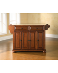 Alexandria Natural Wood Top Kitchen Island in Classic Cherry Finish