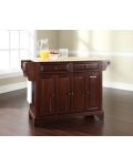 LaFayette Natural Wood Top Kitchen Island in Vintage Mahogany Finish