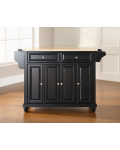 Cambridge Natural Wood Top Kitchen Island in Black Finish