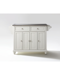 Cambridge Stainless Steel Top Kitchen Island in White Finish