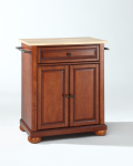 Alexandria Natural Wood Top Portable Kitchen Island in Classic Cherry Finish