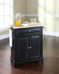 LaFayette Natural Wood Top Portable Kitchen Island in Black Finish