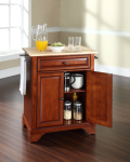 LaFayette Natural Wood Top Portable Kitchen Island in Classic Cherry Finish