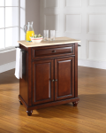 Cambridge Natural Wood Top Portable Kitchen Island in Vintage Mahogany Finish