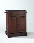 LaFayette Solid Black Granite Top Portable Kitchen Island in Vintage Mahogany Finish