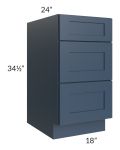 Madison Navy Shaker 18" 3-Drawer Base Cabinet
