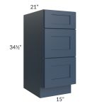 Madison Navy Shaker 15" 3-Drawer Vanity Base Cabinet
