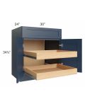 Madison Navy Shaker 30" Base Cabinet with 2 Rollouts
