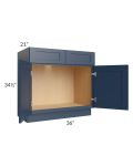 Madison Navy Shaker 36" Sink Vanity Base Cabinet