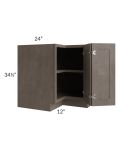 Natural Grey Shaker 36" Corner Base Cabinet with 1 Fixed Shelf 