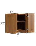 Artisan Walnut Shaker 36" Corner Base Cabinet with 1 Fixed Shelf