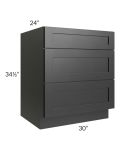 Onyx Black Shaker 30" 3-Drawer Base Cabinet