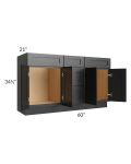 Onyx Black Shaker 60" Vanity Sink Base Cabinet with Drawers