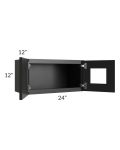 Onyx Black Shaker 24x12 Decorative Wall Cabinet with Plain Glass