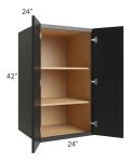 Onyx Black Shaker 24x42x24 Split Pantry Wall Cabinet