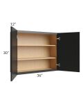 Onyx Black Shaker 36x30 Wall Cabinet