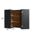 Onyx Black Shaker 24x30 Easy Reach Corner Wall Cabinet