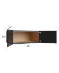 Onyx Black Shaker 36x15x24 Refrigerator Wall Cabinet