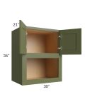Midtown Hunter Green Shaker 30x36x21 Microwave Wall Cabinet