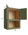 Midtown Hunter Green Shaker 30x42x21 Microwave Wall Cabinet