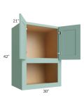 Midtown Mint Green Shaker 30x42x21 Microwave Wall Cabinet