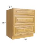 Glazed Praline 30" 3-Drawer Base Cabinet