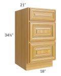 Glazed Praline 18" Vanity Three Drawer Base Cabinet
