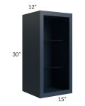 Midtown Blue Shaker 15x30 Wall Cabinet (No Door) To Be Used With A Glass Door