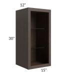 Vienna Kona Brown 15x30 Wall Cabinet (No Door) To Be Used With A Glass Door