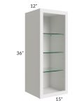 Midtown Cloud Shaker 15x36 Wall Cabinet (No Door) To Be Used With A Glass Door