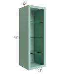 Midtown Sage Green Shaker 15x42 Wall Cabinet (No Door) To Be Used With A Glass Door