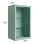 Midtown Sage Green Shaker 18x30 Wall Cabinet (No Door) To Be Used With A Glass Door