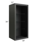 Midtown Black Shaker 18x36 Wall Cabinet (No Door) To Be Used With A Glass Door