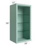 Midtown Sage Green Shaker 18x36 Wall Cabinet (No Door) To Be Used With A Glass Door