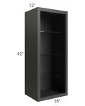 Midtown Black Shaker 18x42 Wall Cabinet (No Door) To Be Used With A Glass Door
