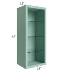 Midtown Sage Green Shaker 18x42 Wall Cabinet (No Door) To Be Used With A Glass Door