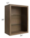 Midtown Mocha Shaker 24x30 Wall Cabinet (No Doors) To Be Used With Glass Doors