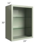 Midtown Pistachio Green Shaker 24x30 Wall Cabinet (No Doors) To Be Used With Glass Doors