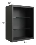 Vienna Black 24x30 Wall Cabinet (No Doors) To Be Used With Glass Doors