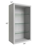 Midtown Light Grey Shaker 24x42 Wall Cabinet (No Doors) To Be Used With Glass Doors