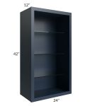 Midtown Blue Shaker 24x42 Wall Cabinet (No Doors) To Be Used With Glass Doors