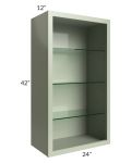 Midtown Pistachio Green Shaker 24x42 Wall Cabinet (No Doors) To Be Used With Glass Doors