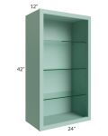 Midtown Sage Green Shaker 24x42 Wall Cabinet (No Doors) To Be Used With Glass Doors