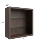 Tuscan Kona Brown 30x30 Wall Cabinet (No Doors) To Be Used With Glass Doors
