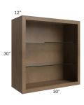 Midtown Mocha Shaker 30x30 Wall Cabinet (No Doors) To Be Used With Glass Doors