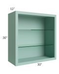 Midtown Sage Green Shaker 30x30 Wall Cabinet (No Doors) To Be Used With Glass Doors